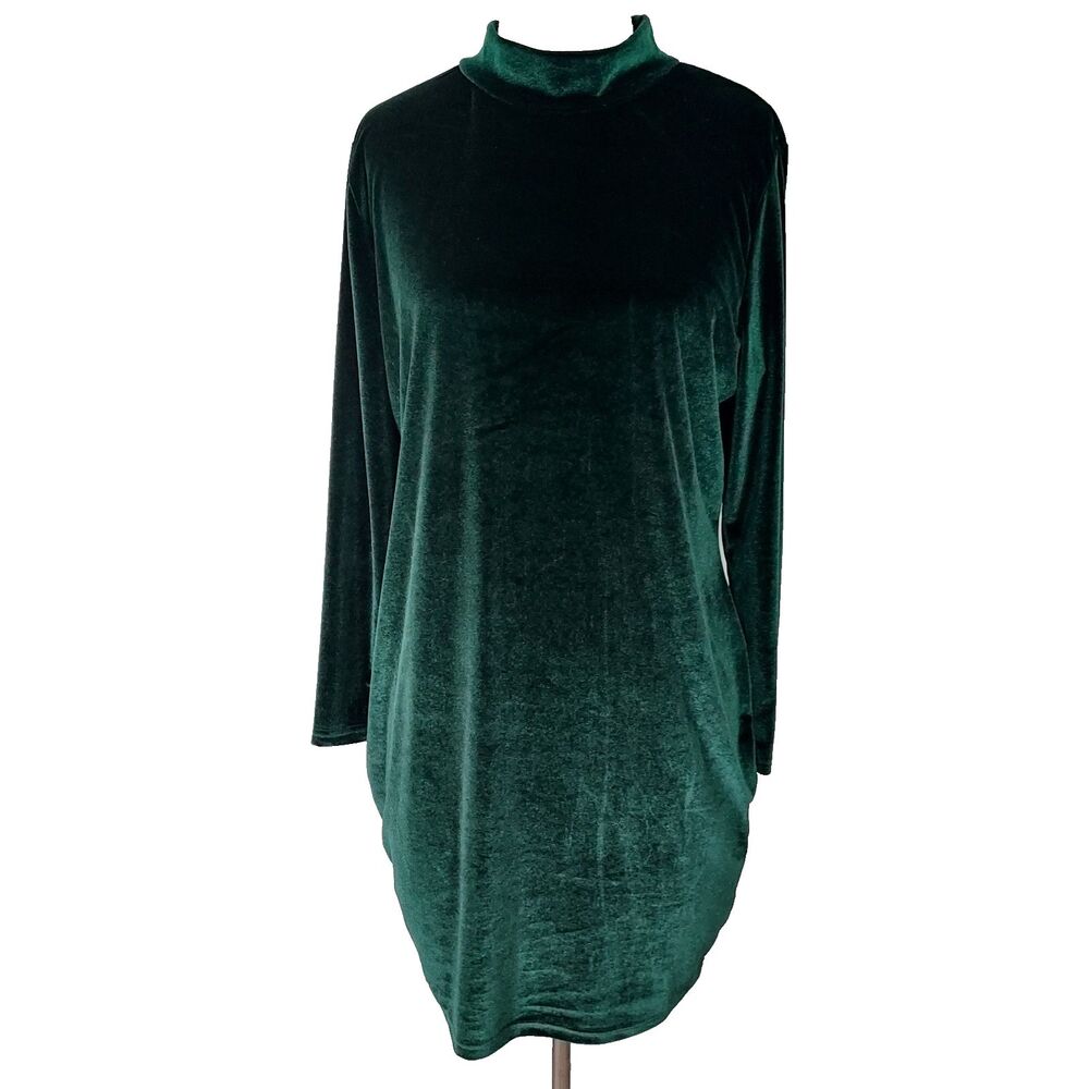 Baileys Blossoms Velvet Velour Dress Womens size XL Stretch Long Sleeves